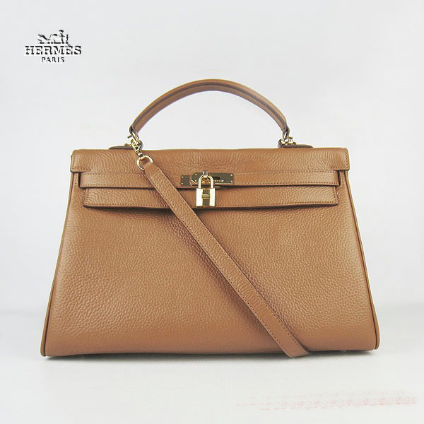 6308 Hermes Kelly 35 centimetri Togo Leather Bag caffﾨﾨ chiaro 6308 Oro H